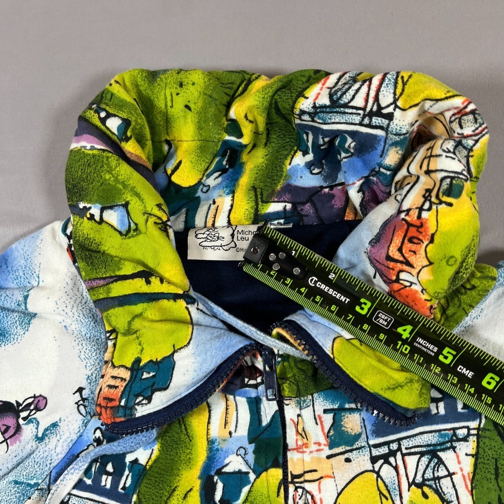 Michael Leu Full Zip Jacket Womens Large Multicolor Artistic Watercolor Print - Picture 7 of 11